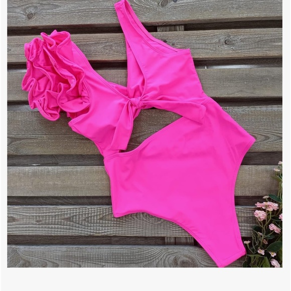 SPORLIKE Women One Piece Swimsuit Twist Front Flounce Bathing Suit Padded - Picture 2 of 4